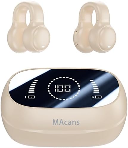 Revolutionary Air Conduction Wireless Earbuds with Open Ear Design – Sport-Ready Bluetooth 5.3 Headphones Featuring LED Power Display and Sweat Resistance for Active Lifestyles – Perfect for Jogging, Cycling, and Daily Commutes – Enhanced Compatibility and Superior Comfort in White
