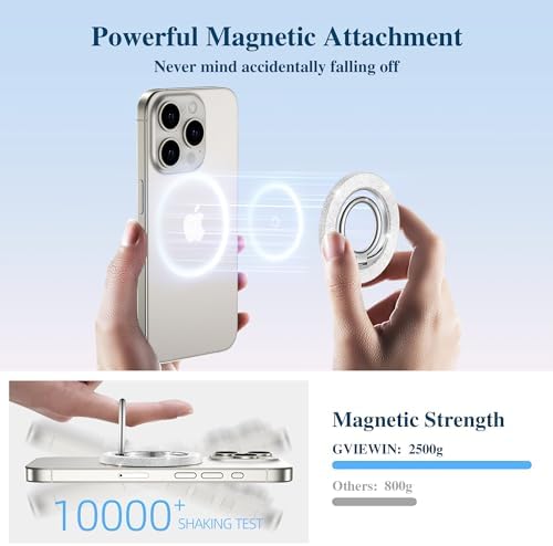 Discover the GVIEWIN Magnetic Phone Ring Holder: A Cutting-Edge 360° Rotatable Kickstand for Mag Safe Devices – Perfectly Tailored for i Phone 16 Pro Max/Plus, 15, 14, and 13 (Elegant White Finish) – Unmatched Stability and Hands-Free Viewing Experience Upgrade your smartphone usage with this premium accessory that not only enhances grip but also transforms your device into a versatile stand for effortless video calls and streaming. Featuring a robust magnetic attachment for secure hold, this stylish phone ring holder is engineered for seamless integration with Mag Safe technology. Experience the freedom of adjustable angles, allowing for convenient portrait or landscape modes, perfect for navigation or entertainment on-the-go. Its sleek white design not only ensures durability but adds a sophisticated touch to your device. Elevate your everyday smartphone experience with the GVIEWIN Magnetic Phone Ring Holder – where functionality meets elegance.
