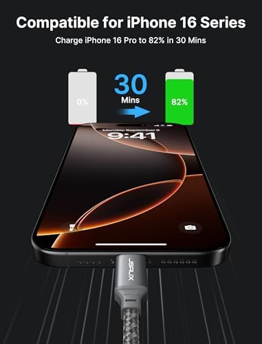 JSAUX 100W USB C to USB C Cable [2-Pack 15FT], Type C Fast Charging Cable Compatible with iPhone 16/16 Plus/16 Pro Max/iPhone 16e, iPhone 15 Series, Galaxy S25/S24/S23/S22, MacBook, iPad, Pixel-Grey – Enhanced Compatibility and Speed