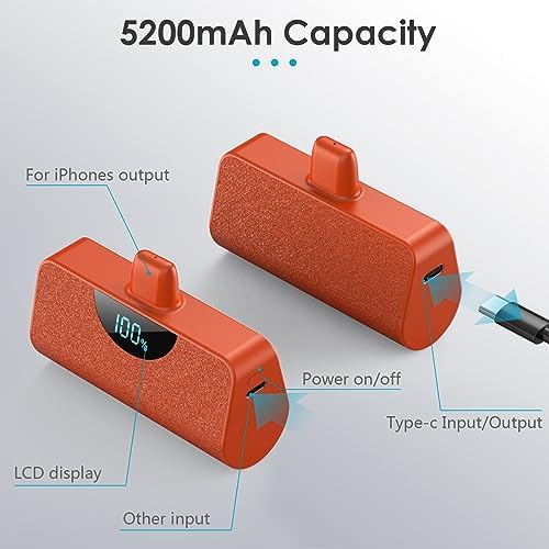 Ultra-Compact 5200 m Ah Power Bank for i Phone – 20 W PD Fast Charging Mini Portable Charger for i Phone 14 Pro Max/14/13/12/11/XR/X/8/7/6/SE – Lightweight Battery Pack with Intelligent Charging Technology for On-the-Go Power