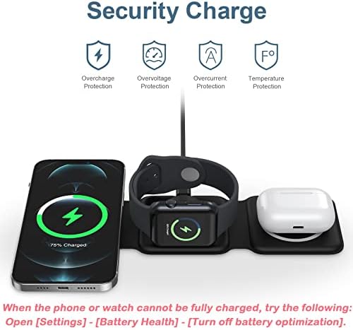 Ankilo 3-in-1 Mag Safe Travel Charger: Premium Foldable Wireless Charging Station for i Phone 15/14/13/12, Apple Watch, and Air Pods Pro – Rapid Multi-Device Power Hub with Magnetic Alignment for Ultimate Portability and Organization