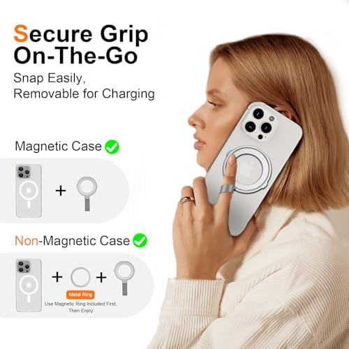 Revolutionary Magnetic Phone Grip Stand for i Phone 16 Series – 2-Pack Magsafe Kickstand & Ring Holder for Secure Handling, Effortless Wireless Charging, & Hands-Free Viewing – Compatible with i Phone 15 & 16 Models – Elevate Your Smartphone Experience with Durable Design & Sleek Aesthetics