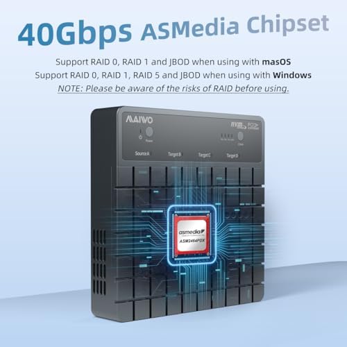 MAIWO 40 Gbps M.2 NVMe SSD Enclosure – Ultra-Fast USB4 Type-C Adapter for 8 TB SSDs – Tool-Free Installation with Thunderbolt 3/4 Compatibility – Durable Aluminum Alloy Design for Optimal Heat Dissipation – Perfect for Gamers and Creative Professionals