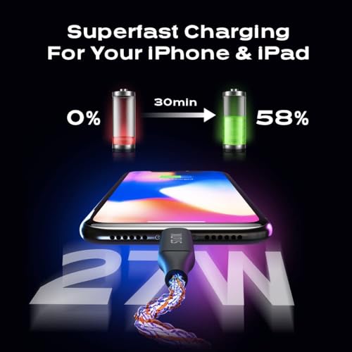 Durable 10 FT USB C Charging Cable for Apple Devices – Statik Durabraid 27 W Fast Charger for i Phone 14 Pro Max, High-Speed Data Transfer with Premium Nylon Braided Design, Enhanced Flexibility and Longevity for Everyday Use