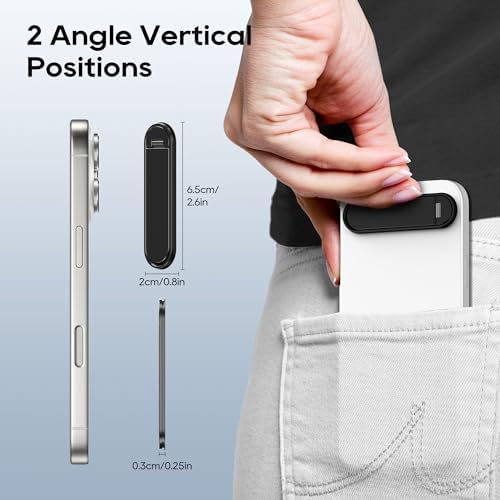 Dual-Angle Adjustable Phone Kickstand – 2 Pack Folding Stand for i Phone & Samsung – Portable, Versatile Hands-Free Holder for Optimal Viewing – Durable Black Design for All Smartphones – Perfect for Video Calls, Streaming & Reading