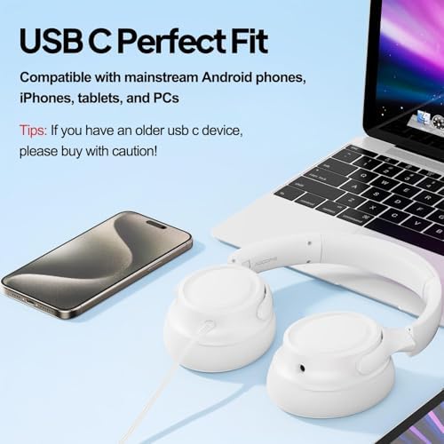 Experience Ultimate Sound Clarity with Stylish Purple USB C Wired Over-Ear Headphones – Immerse Yourself in Exceptional Hi-Fi Stereo Audio and Advanced Noise Isolation for Unmatched Comfort, Ideal for Music Aficionados and Professionals, Fully Compatible with USB C Devices