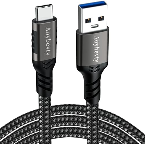 High-Speed USB A to USB C Cable (3.3 FT & 10 FT) – 10 Gbps Data Transfer, 60 W Fast Charging for Samsung Galaxy S23/S22/S21/S20/S10 Ultra & All Type C Devices – Durable Nylon Braided Design for Ultimate Flexibility and Performance