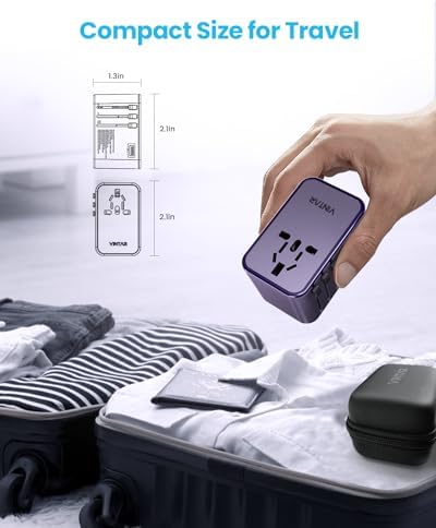 VINTAR Universal Travel Adapter 75 W Ga N Technology: Ultimate All-in-One Power Converter with 3 USB-C PD and 2 USB-A Quick Charge Ports for Global Use – Compact Power Solution for Laptops & Smartphones in 200+ Countries – Reliable Performance with Safety Features for Hassle-Free Charging