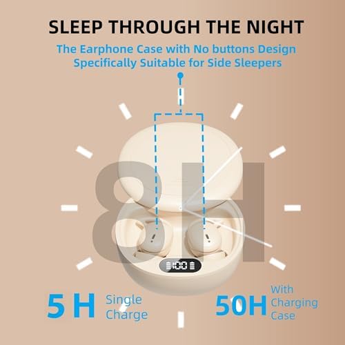 Ultra-Light M73 Sleep Earbuds for Side Sleepers – Ergonomic Noise-Cancelling Mini Earphones with 50-Hour Battery Life, Superior Call Clarity, and Elegant White Finish – Elevate Your Sleep with Comfort and Versatile Device Compatibility