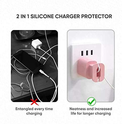 4-Pack Premium Silicone Charger Protector & Cord Organizer for i Phone – 2-in-1 Adapter Case with Snapback Winder, Perfect Fit for 18 W/20 W Chargers – Tangle-Free Design for Home, Office & Travel – Durable & Stylish Charging Accessory
