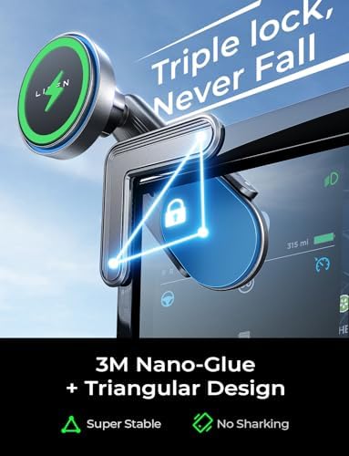 LISEN 15 W Mag Safe Tesla Phone Charger Mount for Model Y & 3 – 2024 Upgrade for Enhanced Fast Wireless Charging & Secure Dashboard Integration – Perfect for i Phone 16/15 Pro Max Users Seeking Convenience & Style