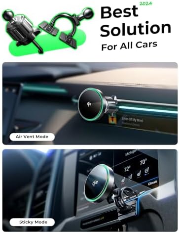 LISEN 15 W Qi2 Magnetic Car Charger – Rapid Wireless Charging Mount for i Phone 16, 15, 14, 13, 12 & Samsung Mag Safe Devices – Effortless Installation and Secure Grip for Safe Driving Navigation – Ultimate Hands-Free Companion for Road Warriors