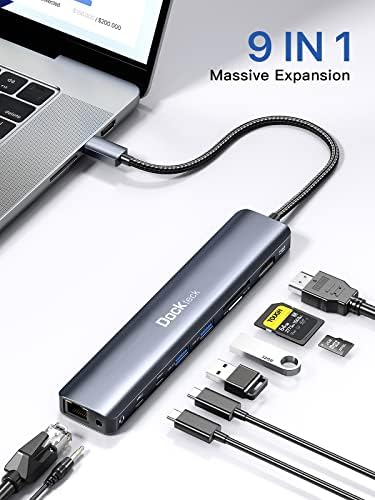 Transform Your Workspace with the dockteck 7-in-1 USB C Hub: Ultimate 4 K HDMI Adapter, Fast Ethernet, and 100 W Power Delivery for Mac Book, i Pad Pro, and XPS – High-Speed Connectivity and Dual SD/TF Card Slots for Enhanced Productivity and Seamless Data Transfer