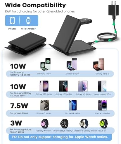 Ultimate Fast Wireless Charging Station for Samsung Galaxy Z Flip Series & Motorola Razr+ – 2-in-1 Foldable Travel Charger with PD 20 W Adapter, Sleek White Design for On-the-Go Convenience – Enhanced Speed & Compatibility for Modern Lifestyles