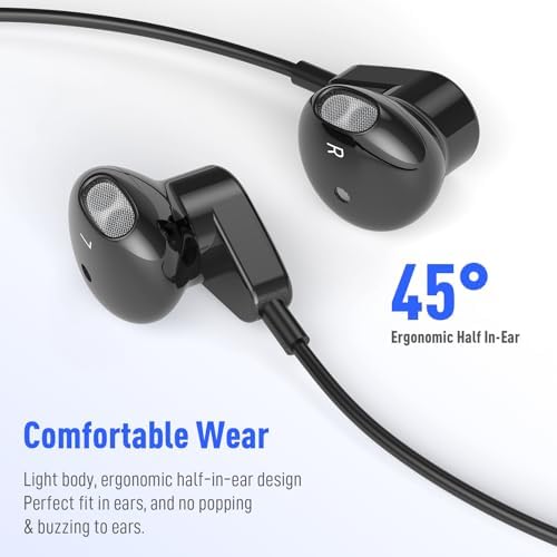 High-Fidelity USB C Headphones for Samsung Galaxy S25 S24 S23 S22 Ultra, i Phone 15 & 16 Pro Max – Premium Wired Type C Earbuds with Built-In Microphone and Volume Control for Crystal-Clear Calls and Immersive Sound Quality – Ideal for Galaxy Z Flip 3, One Plus, and Daily Use