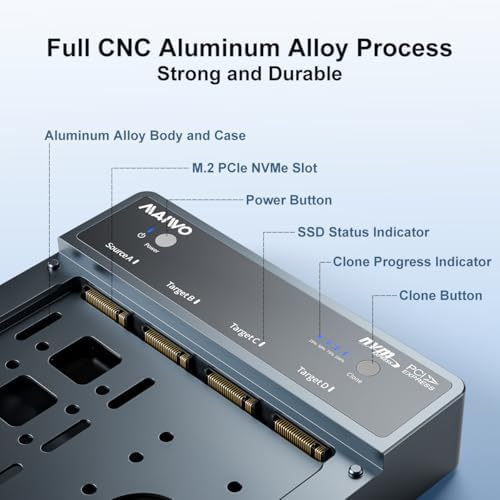 MAIWO 40 Gbps M.2 NVMe SSD Enclosure – Ultra-Fast USB4 Type-C Adapter for 8 TB SSDs – Tool-Free Installation with Thunderbolt 3/4 Compatibility – Durable Aluminum Alloy Design for Optimal Heat Dissipation – Perfect for Gamers and Creative Professionals