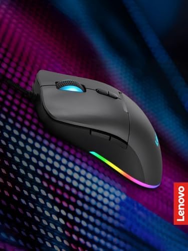 Lenovo M210 RGB Wired Gaming Mouse – High-Performance 8000 DPI Adjustable Sensor, 3 RGB Lighting Zones, and 7 Customizable Buttons for Ultimate Gaming Precision – Ergonomic Palm Grip Design for PC, Laptop, and Chrome OS Users – Unleash Your Game with Enhanced Compatibility and Style