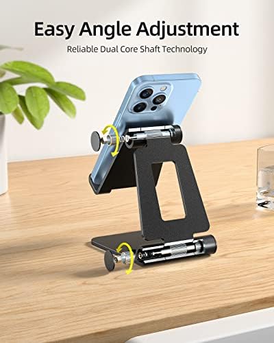 Nulaxy 2 Pack Dual Folding Cell Phone Stand, Fully Adjustable Foldable Desktop Phone Holder Cradle Dock Compatible with Phone 16 15 14 13 12 Pro Xs Xs Max Xr X 8, All Phones, Black & Silver – Enhanced Compatibility and Speed