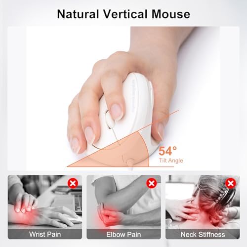 SANWA Ergonomic Vertical Mouse for Small Hands – Wired Optical Design, 1000/1600 DPI, 6 Customizable Buttons, Reduces Wrist Strain, Compatible with Mac, PC, Laptop, & Desktop, Elegant White Finish for Enhanced Productivity and Comfort