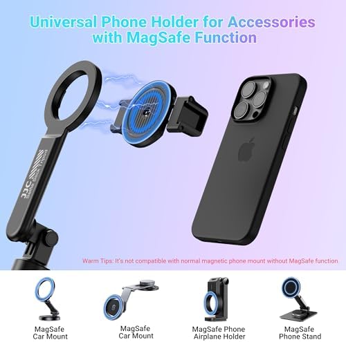 Versatile Magnetic Phone Clamp Holder for Effortless Mounting on Metal Surfaces – Mag Safe-Compatible Smartphone Tripod Adapter with Dual Cold Shoe Mounts and 1/4″ Screw for i Phone, Samsung Galaxy, Google Pixel – Ideal for Gym, Travel, and Photography