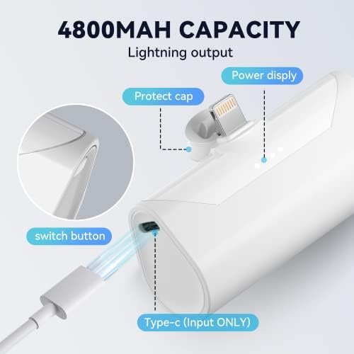 Ultra-Compact 5000 m Ah Power Bank with Built-in USB C Cable for i Phone 15 Pro Max – Reliable Portable Charger for i Phone 14/13, Samsung, Google, and More – Fast Charging Solution for On-the-Go Power Needs (Black)