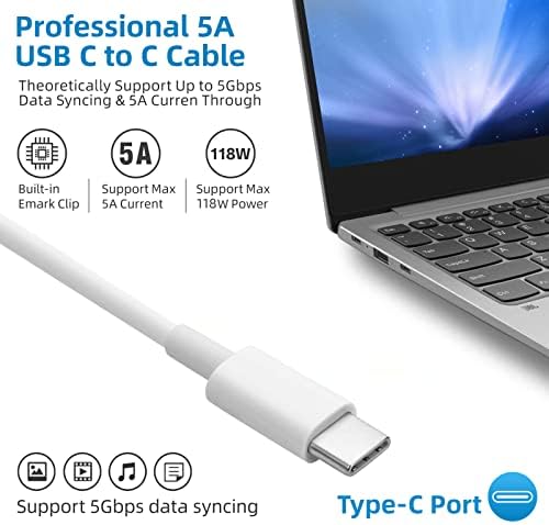 Ultra-Fast 118 W USB-C Charger for Mac Book Pro & Air – High-Efficiency Power Adapter with 6.6 ft Cable, Compatible with M1, M2, M3, M4, i Pad Pro, Samsung Galaxy & All USB-C Devices – Compact, Safe & Reliable Charging Solution for Laptops & Smartphones