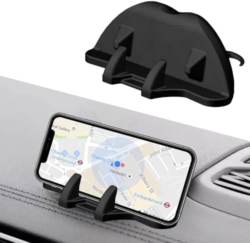 Universal Dashboard Phone Holder Mount – Premium Anti-Slip Car Phone Mount for i Phones, Samsung, and Android Devices – Effortless Hands-Free Navigation and Communication – Fits 99% of Car Interiors – Durable Black Design for Ultimate Stability and Style – Easy Install, No Residue – Enhance Your Driving Safety and Connectivity