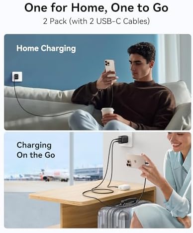 INIU 30 W Dual Port USB C Charger with 5 ft Cable – Fast Charging Block for i Phone 16/15/14/13 Pro Max & Samsung S23/S22 – Compact Foldable Design for Ultimate Portability & Enhanced Device Compatibility