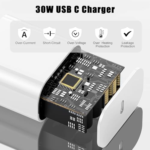 Power Up Your Google Pixel: 30 W USB-C Fast Charger with 6 FT Cable for Quick Charging and Extended Battery Life – Compatible with Pixel 8, 9, 7, 6, 5, 4, 3 Series, Compact Design for Home and Travel Use