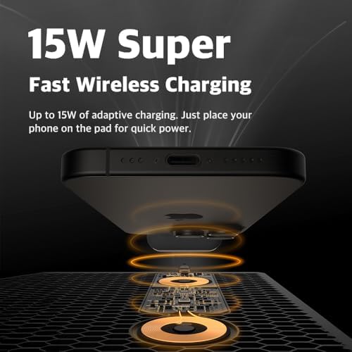 POUT H3 Midnight Blue Portable Qi Wireless Charging Mouse Pad – Effortless Device Charging Meets Sleek Workspace Efficiency for Laptops, i Phones, Air Pods & Samsung Galaxy – Lightweight, Non-Slip Design Enhances Productivity & Style