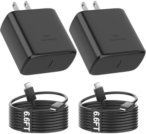 Samsung 45 W Super Fast Charger with 6.6 FT USB-C Cable – Ultimate Rapid Charging Solution for Galaxy S25/S24/S23/S22/S21 – Compact, Lightweight Design Perfect for Busy Lifestyles and Enhanced Android Compatibility – Experience Unmatched Efficiency and Convenience on the Go