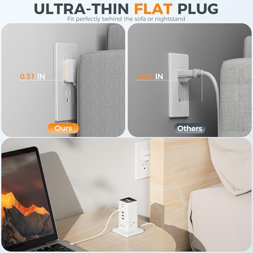 TESSAN 9-in-1 Powerful USB Charging Station – PD 65 W Multi-Device Charger Block for i Phone 15/16, Mac Book & Tablet – Fast, Efficient Power Delivery with 3 AC Outlets – Compact Travel & Home Office Accessory – Enhanced Compatibility & Safety Features