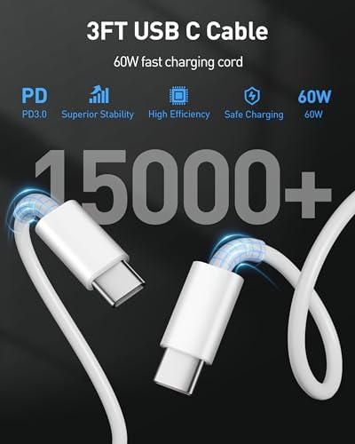 35 W USB-C Rapid Charging Wall Adapter with 6 FT Type-C Cable for i Pad Pro 2024/2022/2021/2020, Air 6/5, Mini 7/6 – Ultra-Portable, High-Efficiency Charger for Professionals and Students, Optimized for Seamless Device Compatibility and Speed