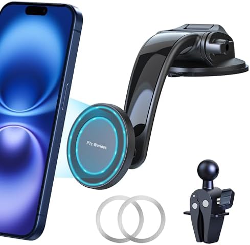 Mag Safe-Compatible Cup Holder Phone Mount – Ultra-Strong Magnetic Phone Holder with Flexible Gooseneck, Expandable Base for Secure Fit in Any Vehicle, Perfect for i Phone, Galaxy, and Pixel – Enhance Your Driving Safety and Convenience