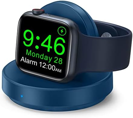 Sleek Sky Blue Portable Magnetic Charging Dock for Apple Watch – Fast Wireless Charger with Nightstand Mode, Compatible with Series 10, 9, 8, 7, SE, 6, 5, 4, 3, 2, Ultra 2 – Travel-Friendly Design with Premium Charging Cable for Effortless Power and Style