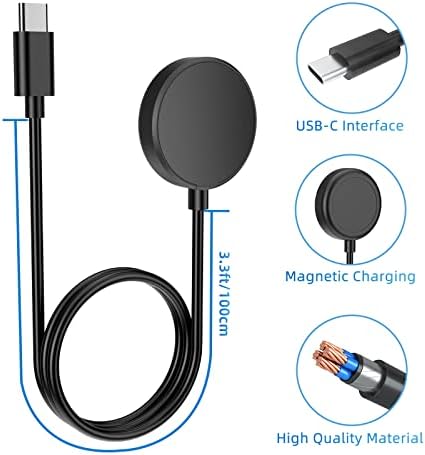 Efficient USB C Charger for Samsung Galaxy Watch Series – Premium Nylon Cables for Galaxy Watch 7/6/5/4/3/Active 2 – Rapid Charging with Advanced Safety Features for Everyday Use and Travel Convenience