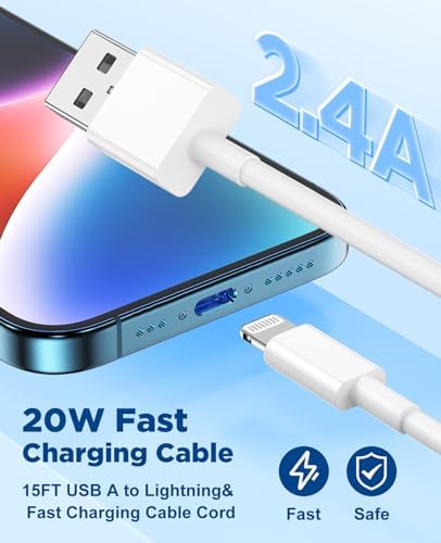 6 Pack MFi Certified 3 FT i Phone Car Charger Cords – High-Speed USB-A to Lightning Charging Cables for i Phone 14/13/12/11 Pro Max/XS/XR/X/8/7 Plus – Durable, Flexible, and Perfect for On-the-Go Charging
