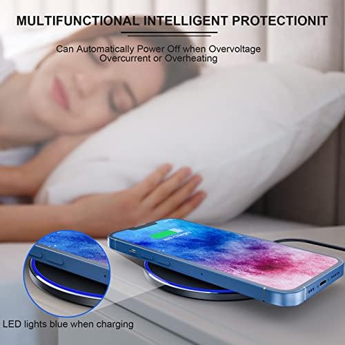 Ultra-Fast 10 W Wireless Charging Pad – Premium Multi-Device Charger for i Phone 14/13/12/11, Samsung Galaxy, Air Pods, and Huawei Mate – Sleek Anti-Slip Design with Safety Features for Home or Office Use