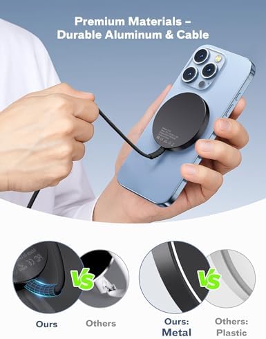 Bohuma Magnetic Wireless i Phone Charger – Fast Mag-Safe Charging Pad for i Phone 16, 15 Pro Max, 14 Pro Max, 13, 12 Pro Max & Air Pods Pro – Sleek Design for Home and Office – Effortless Alignment & Enhanced Power Efficiency
