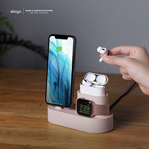 elago 3 in 1 Charging Station for Apple Devices – All-in-One Dock for i Phone, Apple Watch Series 10/9/8/7/6/5/4/3/2/1/SE, and Air Pods Pro/3/2/1 – Sleek, Space-Saving Design with Enhanced Speed and Compatibility (Original Cables Required) – Perfect for Home or Office Use