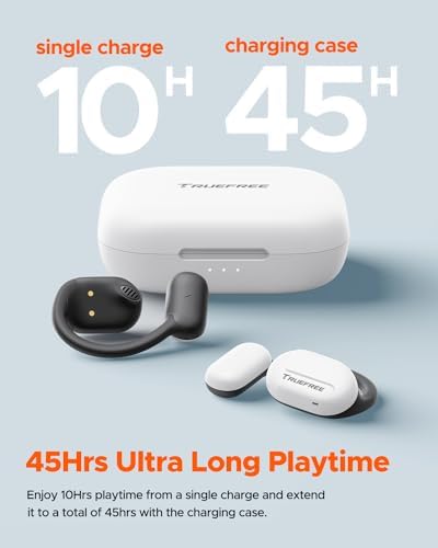 Experience Limitless Sound with truefree O1 Open Ear Headphones – Bluetooth 5.3 Wireless Earbuds Featuring 16.2 mm Drivers for Immersive Stereo, Noise-Cancellation Mic for Crystal-Clear Calls, 45 Hours Playtime, Perfect for Active Lifestyles and Sports Enthusiasts