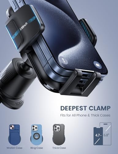 Lamicall 2025 Car Phone Holder with Wider Clamp & Metal Hook – Enhanced Air Vent Mount for Thick Case Compatibility, 360-Degree Rotation, Easy Installation, Dark Grey Finish for Ultimate Hands-Free Navigation and Safety