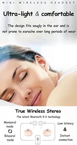 Tiny Wireless Invisible Earbuds with Charging Case – Discreet In-Ear Headphones for Professionals | Lightweight Waterproof Design for Small Ear Canals | Seamless Audio Experience on the Go