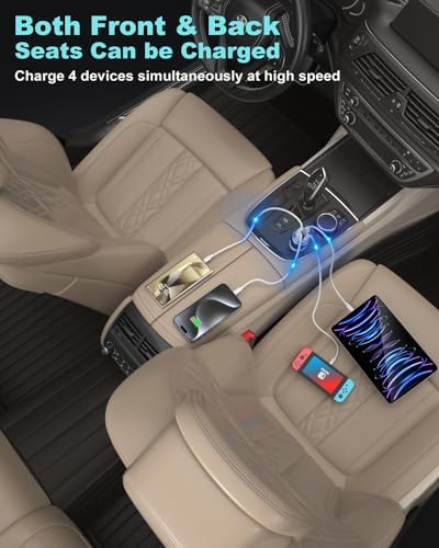 OKRAY 65 W USB C Car Charger – 4-Port Fast Charging Adapter with PD30 W & QC3.0 for i Phone 16/15/14/13/12 Pro Max, Galaxy S25/S24/A35, Pixel 9 – Ultimate Multiport Vehicle Power Solution for Rapid Device Charging on the Go