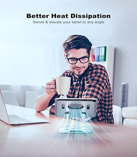 Revolutionary 360-Degree Swivel Tablet Stand – Adjustable, Multi-Functional Holder for i Pad Pro, Air, Mini & More (Sleek Silver) – Experience Unmatched Versatility and Stability for Streaming, Drawing, and Browsing