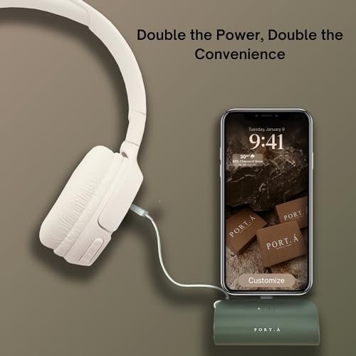 Dune Tan Compact 5000 m Ah Power Bank – Ultra-Fast Charging Solution with Dual Type-C & i Phone Compatibility, Integrated Kickstand for Hands-Free Use, Sleek On-the-Go Essential for Android & i Phone Devices, USA-Engineered for Maximum Performance and Portability