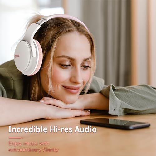 Transform Your Listening Journey with AMORNO Wireless Over-Ear Bluetooth Headphones – 68-Hour Playtime, Superior Hi-Fi Sound, and Ergonomic Foldable Design for Ultimate Portability (White) – Ideal for Music Lovers and Professionals on the Go