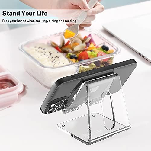 Crpich Acrylic Cell Phone Stand, Portable Phone Holder, Clear Phone Stand for Desk, Compatible with Phone16 15 14 13 12 Pro Max 11 Xr Plus SE, Switch, Android Smartphone, Pad, Desk Accessories, 2 Pack – Enhanced Compatibility and Speed