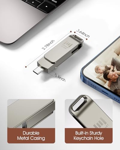 MOSDART 256 GB USB 3.1 Dual Flash Drive – Lightning-Fast Data Transfer for i Phone 15/16, Android, i Pad & Mac Book – Versatile USB-C & A Compatibility – Portable Keychain Design with LED Status Indicator
