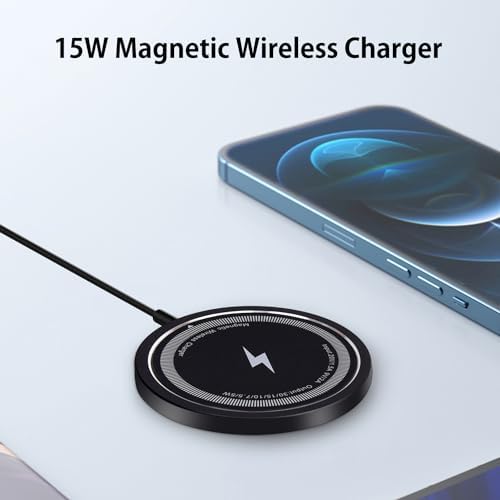 Magnetic Wireless Charging Pad for i Phone 15 Series – Fast, Effortless Alignment with Mag Safe Compatibility – Sleek White Design for Home, Office, and Travel – Lightweight Portable Charger for i Phone 15/14/13 Pro Models – Enhanced Safety and Efficiency for Hassle-Free Power Solutions